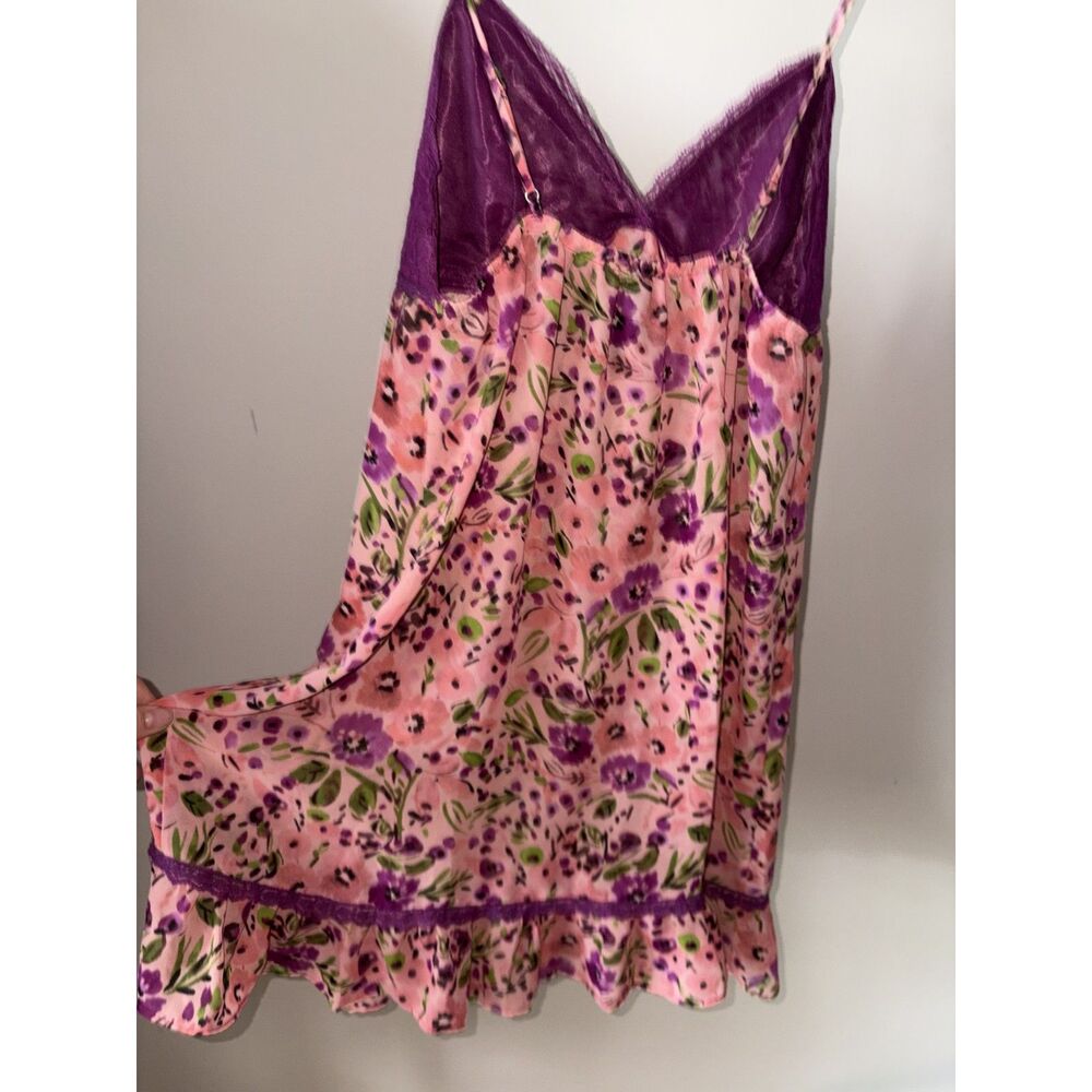 Y2K Floral Lace Chemise Slip Dress Nightgown Pink Purple | Small | NWOT - Picture 4 of 13